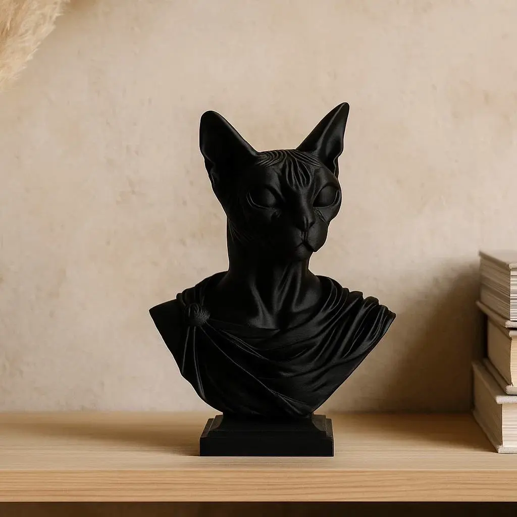 Greek Cat Bust – Sphinx Statue for Modern Decor