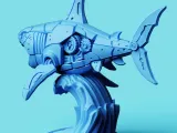 Mecha Shark Attack Statue | Sci-Fi Ocean Figure-3