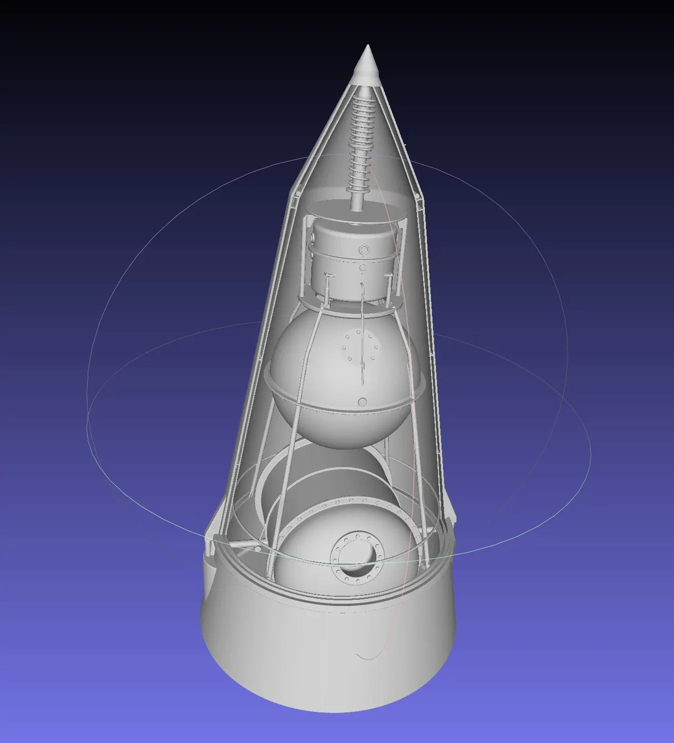 Corte de la cápsula Sputnik 2 Laika
