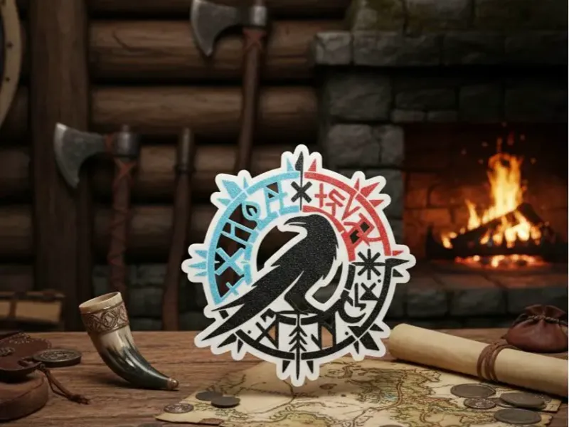 Arte de pared inspirado en el cuervo nórdico vikingo