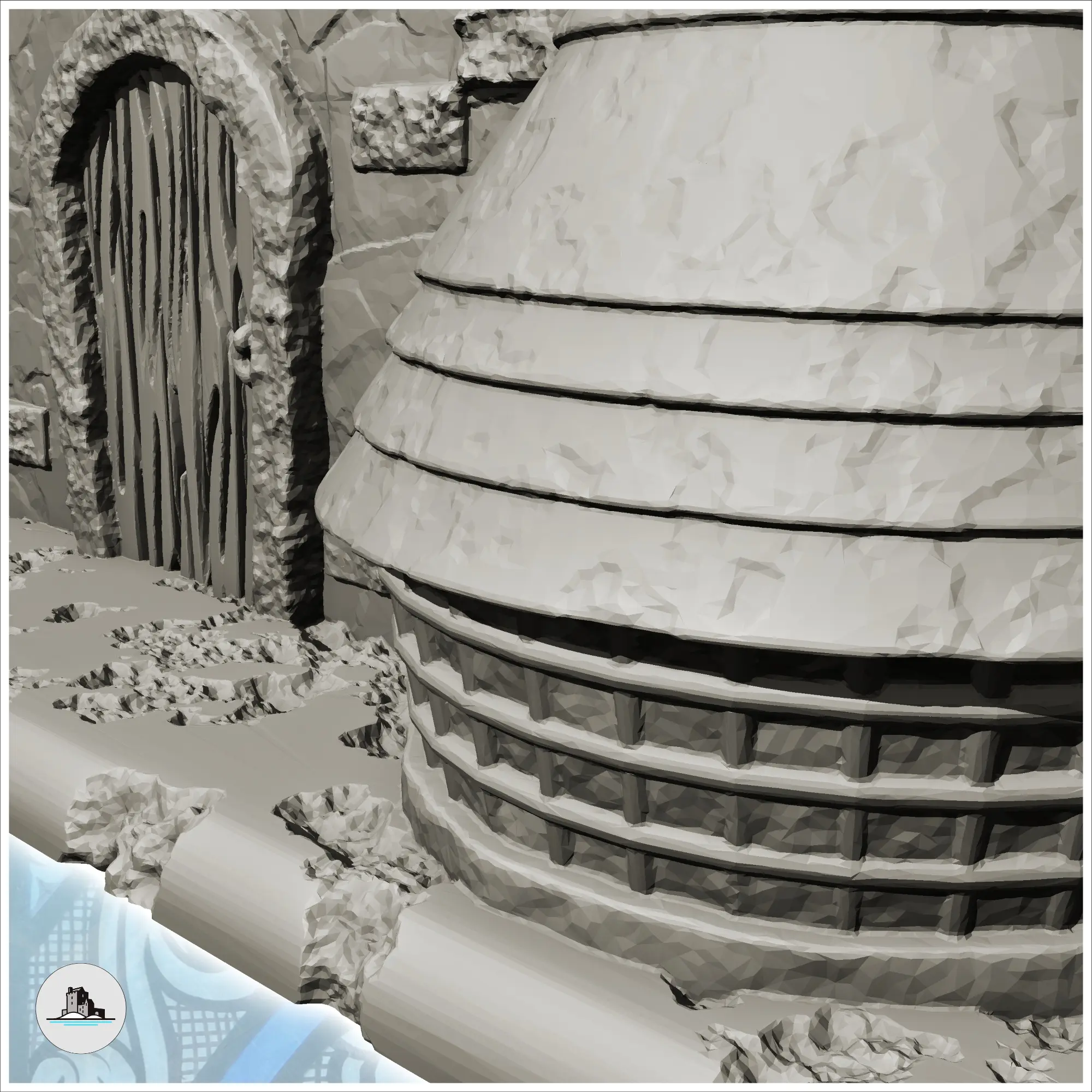 Wooden roofed mill with water wheel and floor (17) - miniatu
