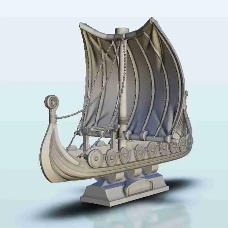 Viking drakkar war longship 1 - scenery medieval miniatures