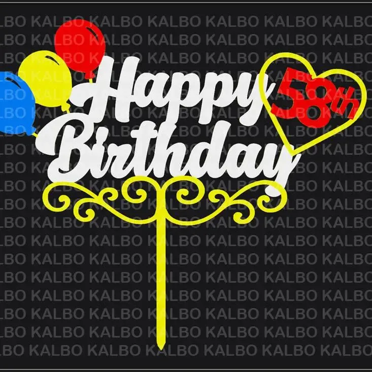 Happy 58th Birthday Cake Topper