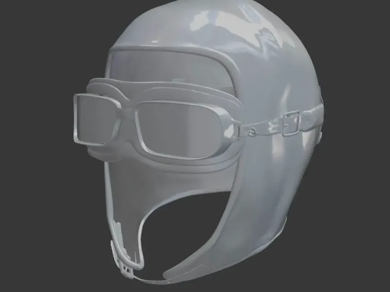 Vintage Motorcycle Helmet with Goggles