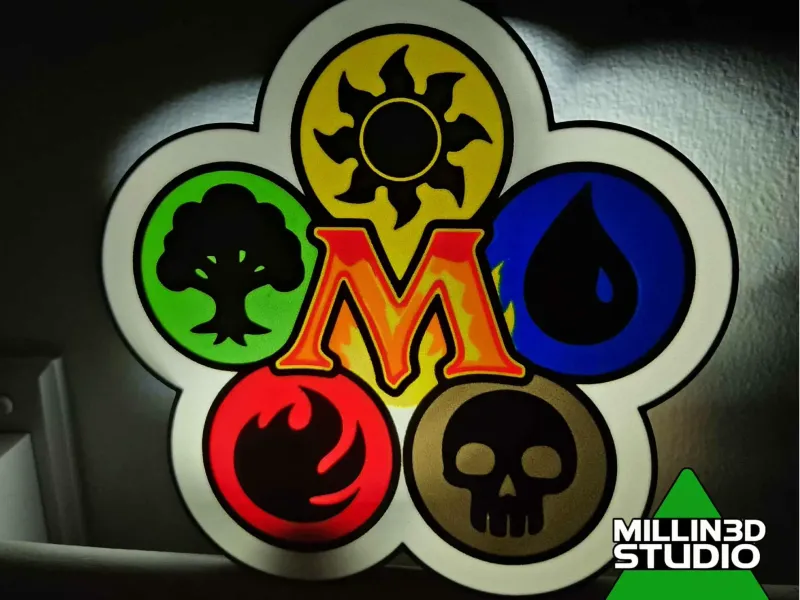 Magic The Gathering MTG Lightbox Sign logo Mana Symbols