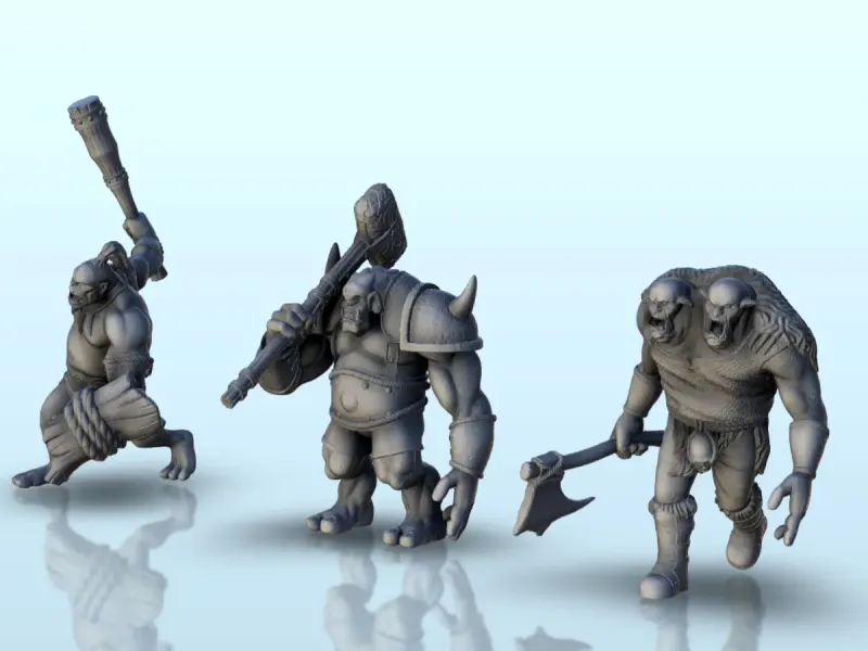 Set di 3 troll (+ versione pre-supportata) (15) - miniature
