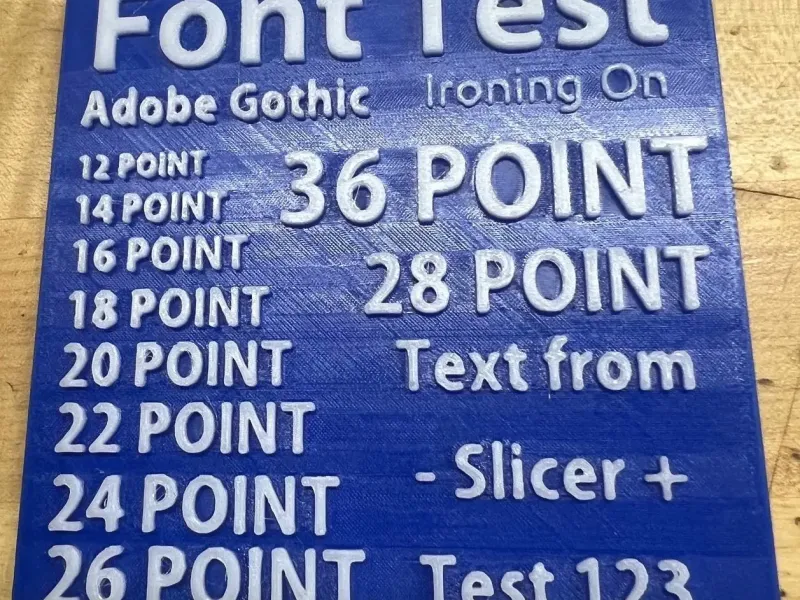 Simple Font Size Test Plate