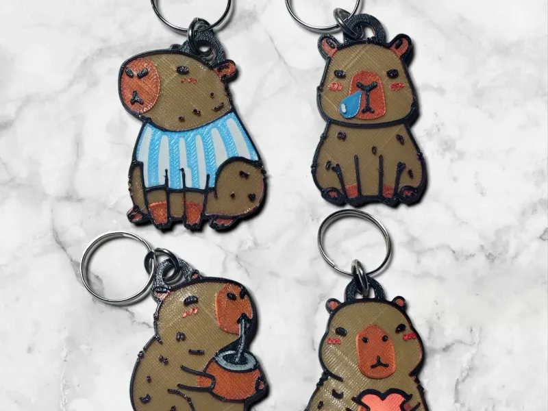 Set di 4 portachiavi Capibara
