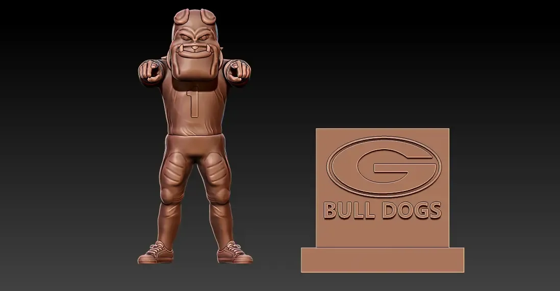 GEORGIA BULLDOGS FOOTBALL MASCOTTE BEELDJE - 3D PRINT