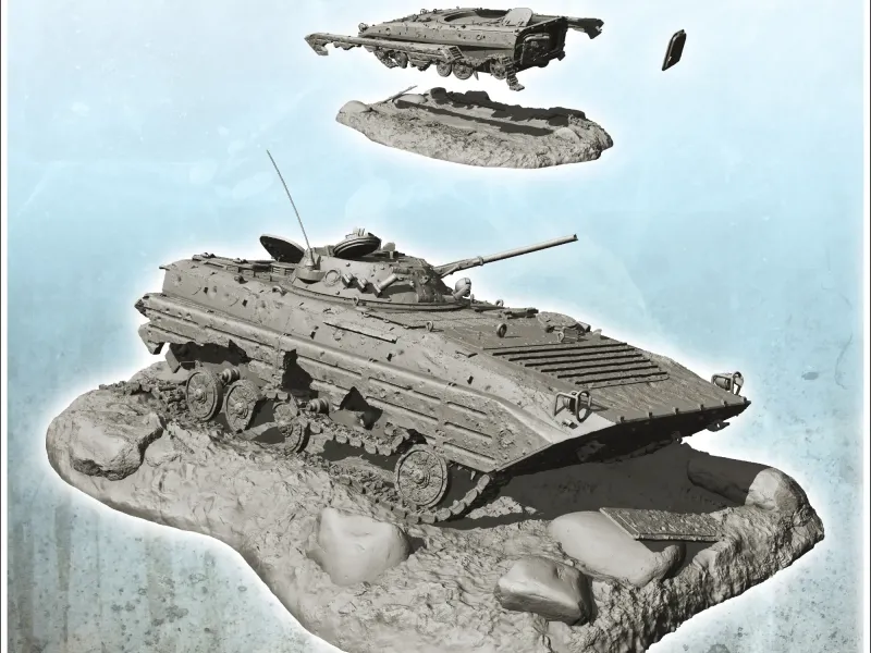 Rohbau eines sowjetisch-russischen BMP2-Schützenpanzers
