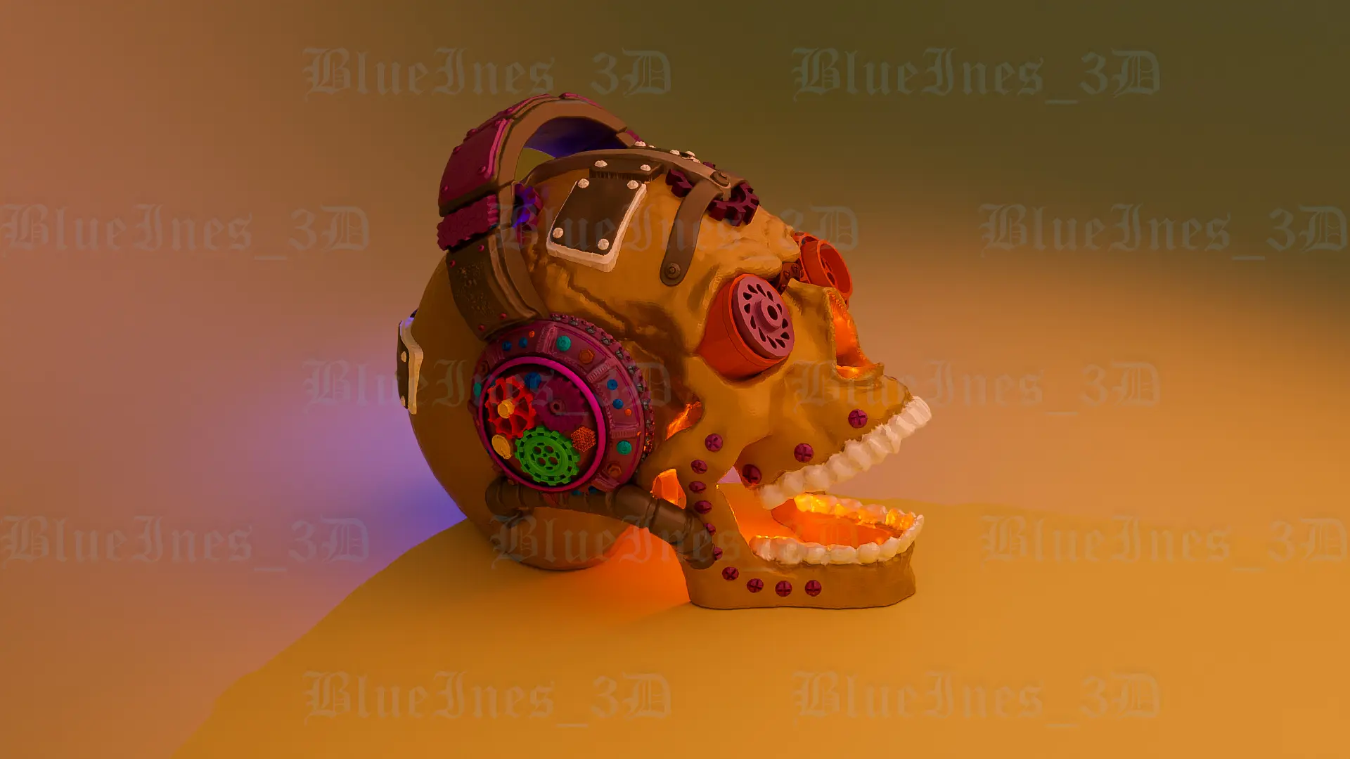 STEAMPUNK SKULL WITH HEADPHONES