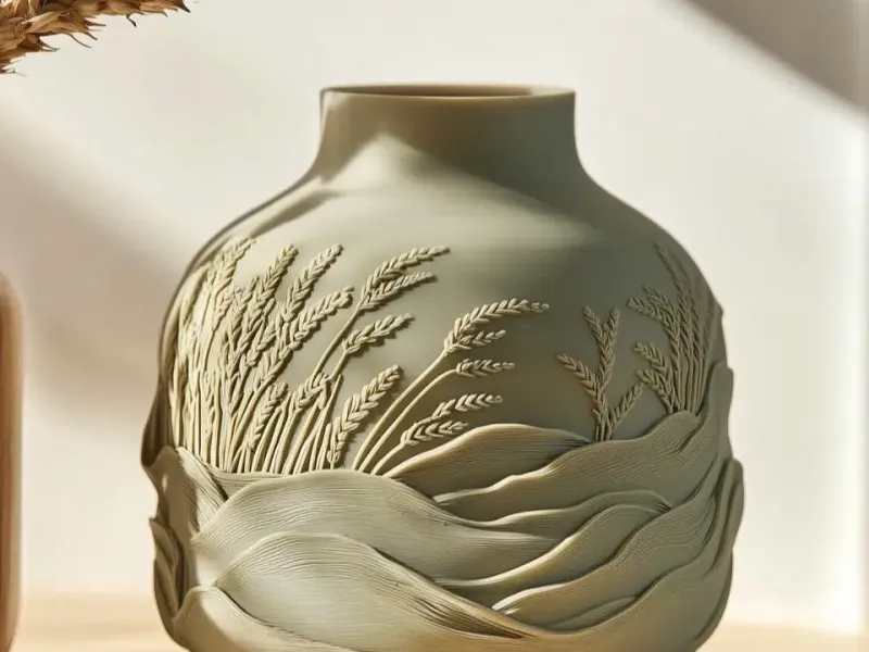 Wheatfield Vase – 3D-Printed Rustic Decor