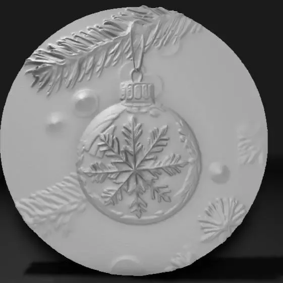 single glass Christmas ball hanging from pine