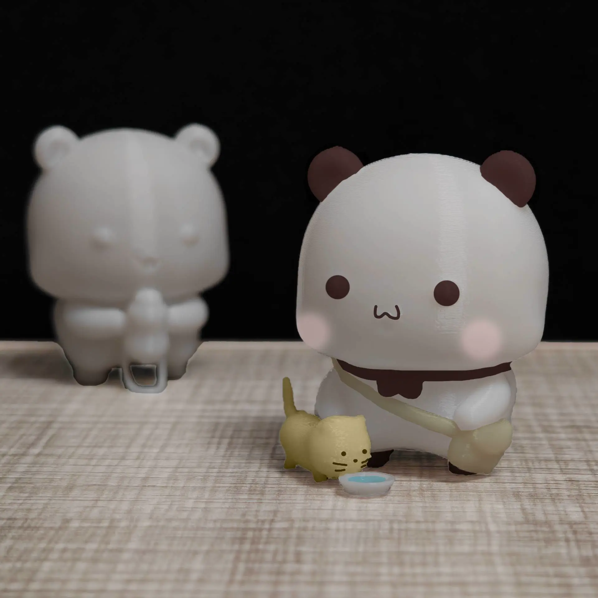 情侣熊系列-蹲着喂猫的一二（Couple Bear-squat_Feed cat_Yier）