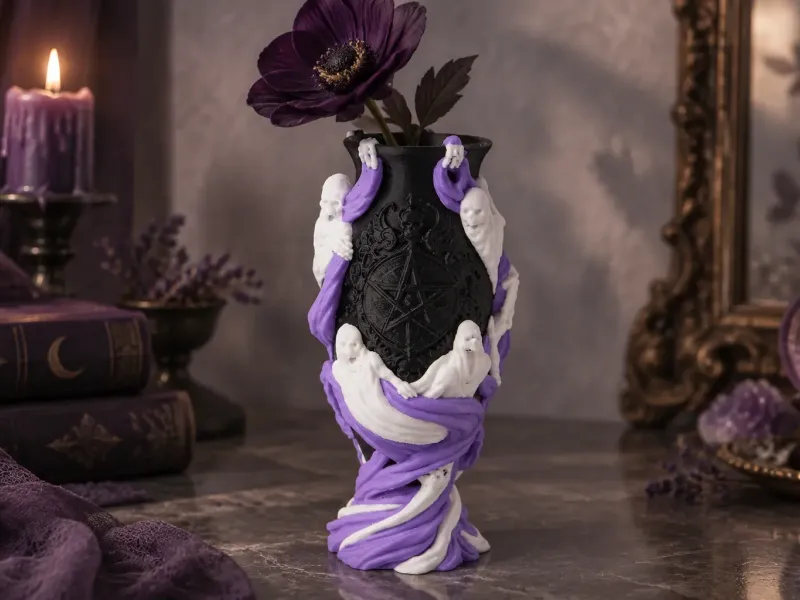 Spectral Ritual Vase - Gothic Ghost Halloween Decor