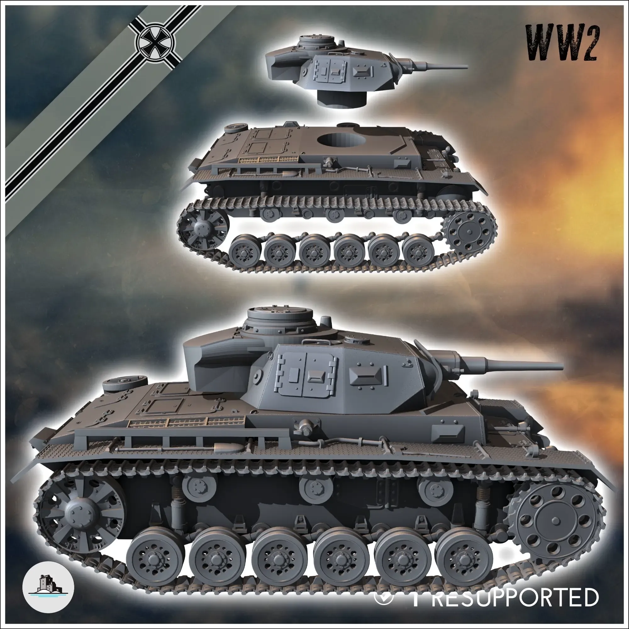 Panzer III Ausf. G - WW2 miniatures armor war flames world t