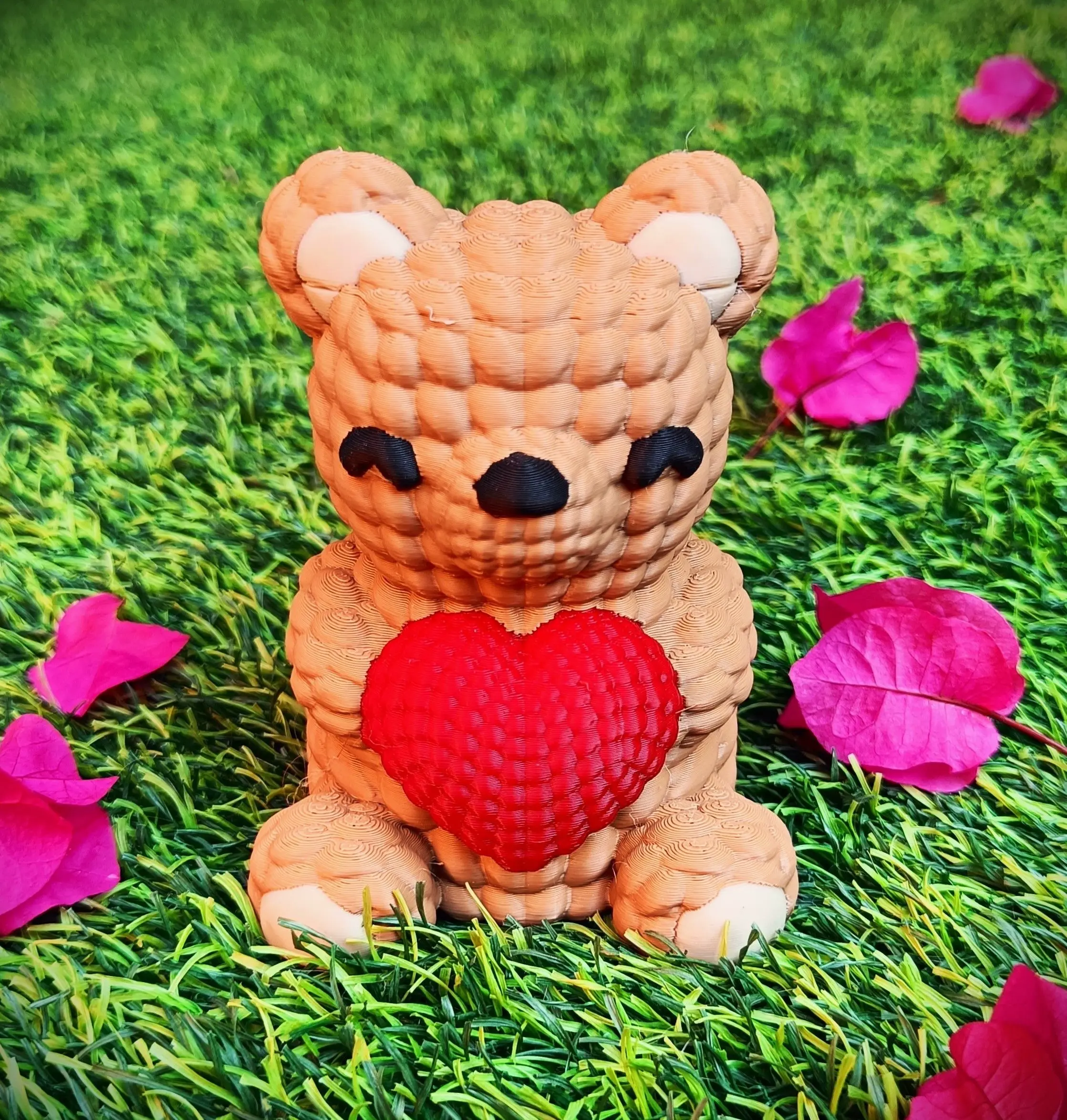 Bear Love - Valentine's Day multicolor knitted container.