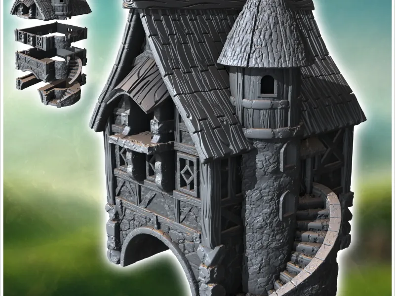 Medieval house with arched passage and circular staircase (3