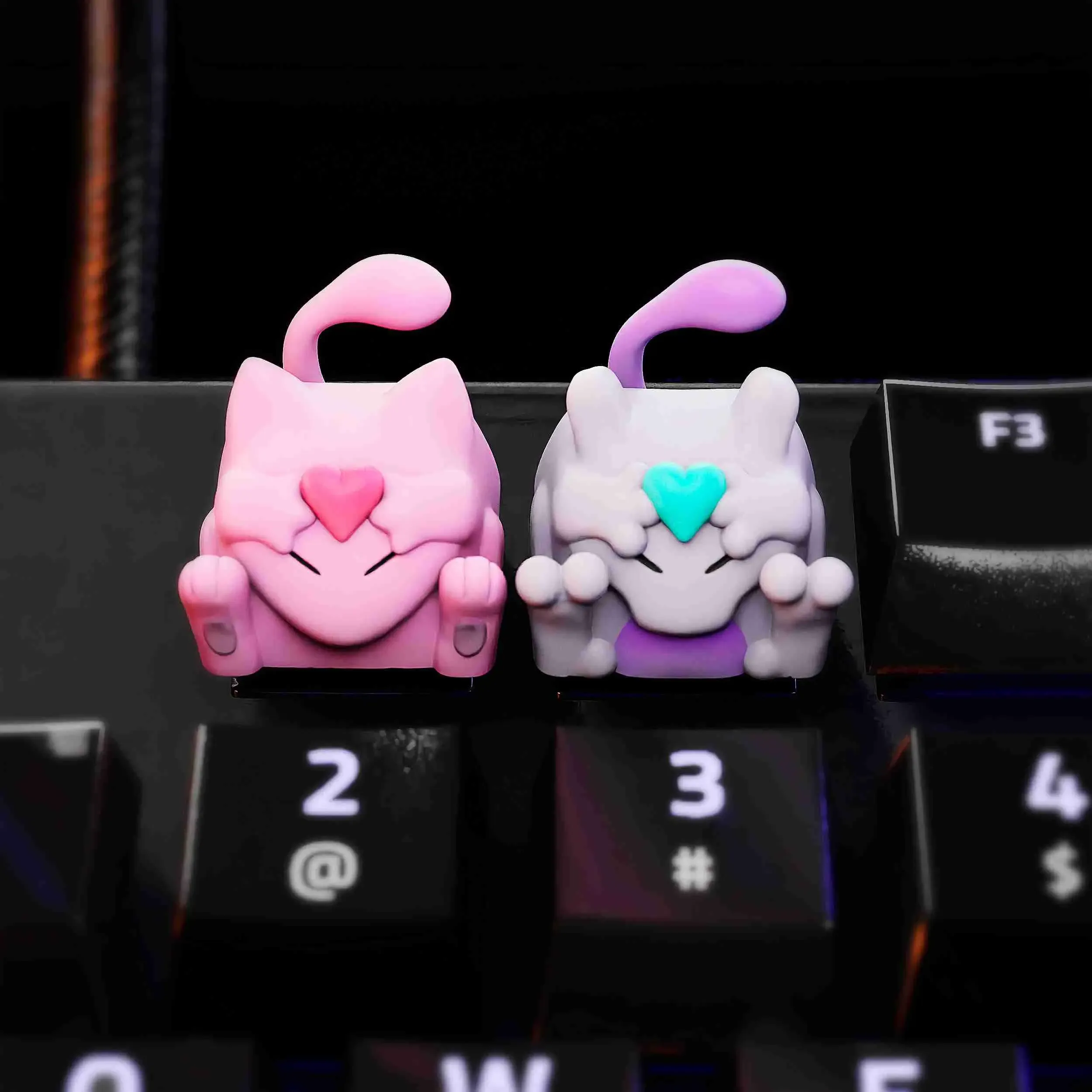 Mew And Mewtwo of love Keycaps - Mechanical Keyboard