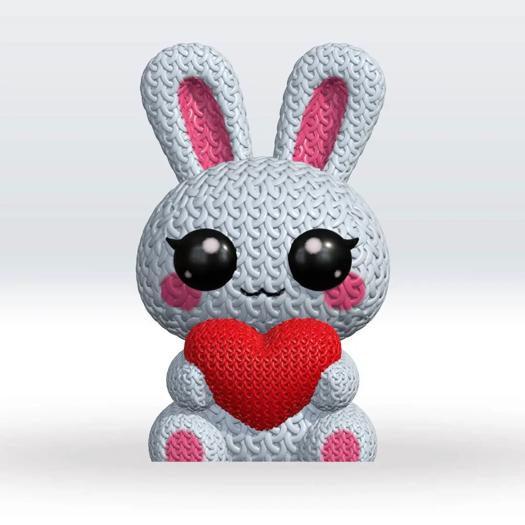 Knitted Bunny 3D Model STL file Cute Knitted Character