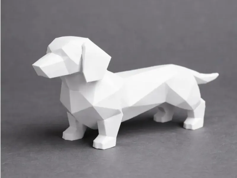🐶 Low-Poly Dachshund Statue – Clean, Modern Desk Print ✨