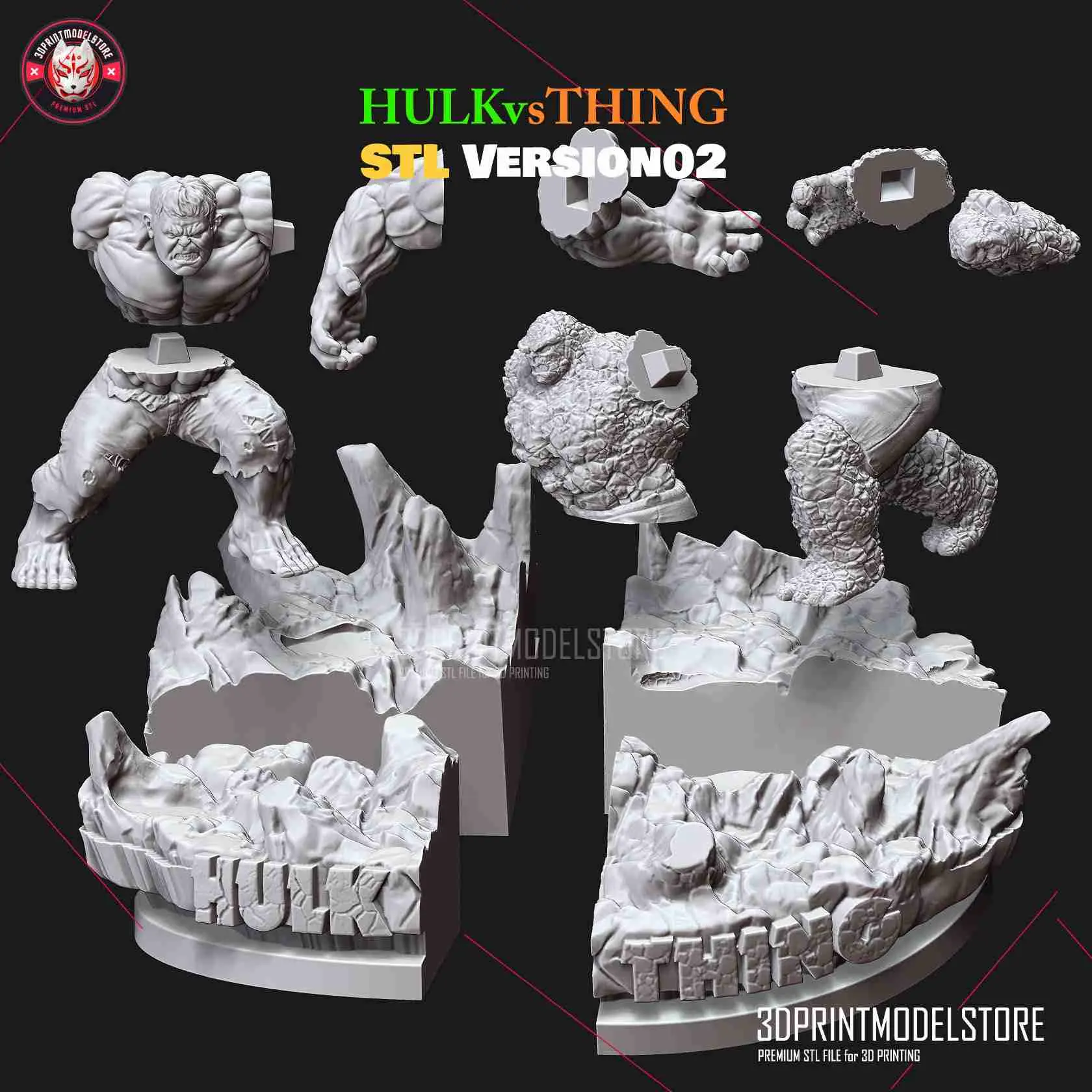 Hulk vs Thing Marvel Miniature Bust Diorama Sculpture Toy