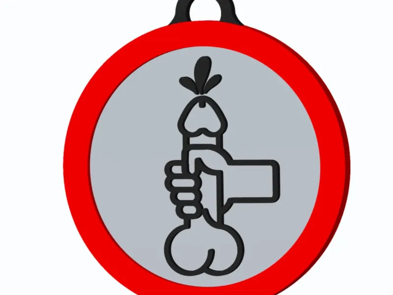 Handjob Happy End - Forbidden Traffic Sign v1 - Keychain
