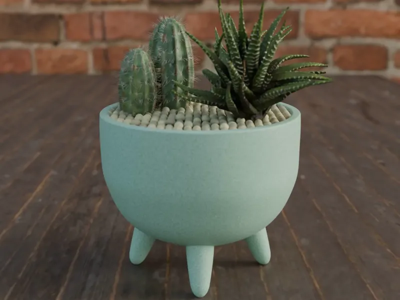 Round designer plant pot with feet