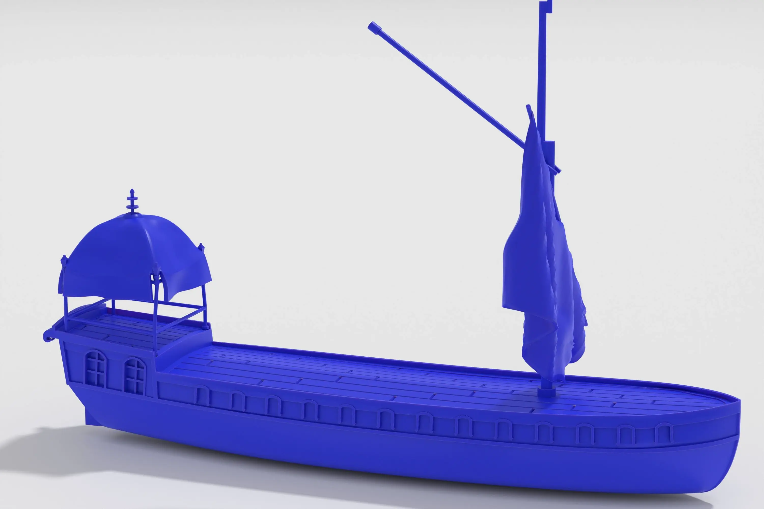 Винтажная голландская речная баржа 3d печать - два корпуса