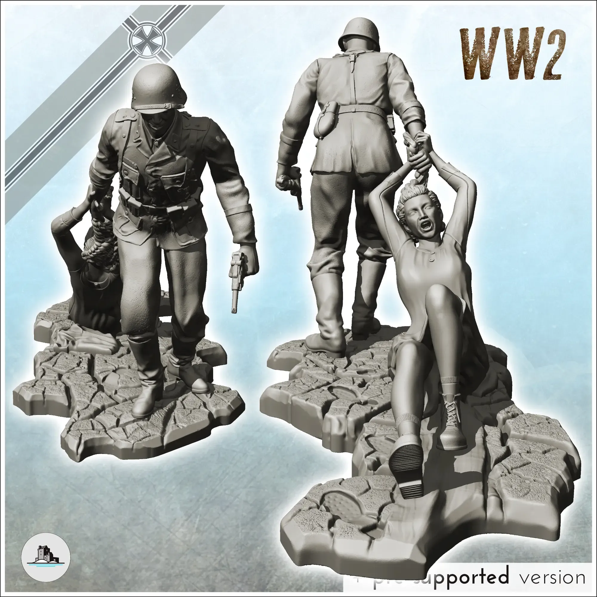 German soldier with woman on the ground (13) - WW2 Terrain