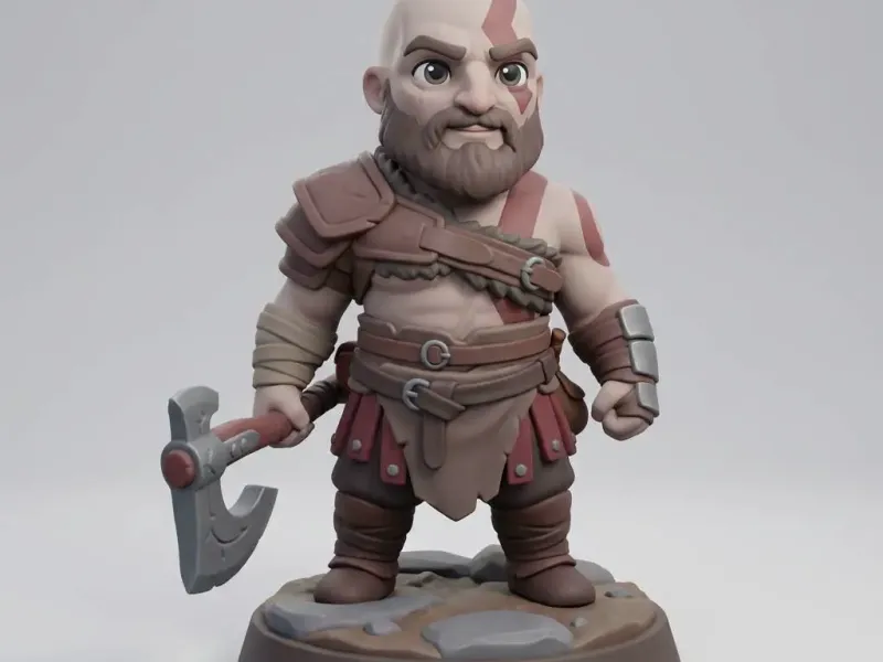 Chibi-Kriegsgott – Stilisierter Barbarenkrieger