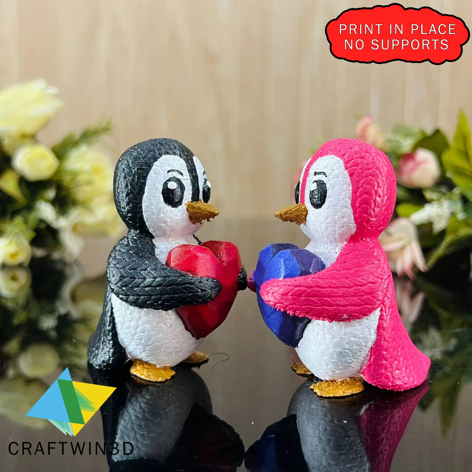 CUTE PENGUIN HOLDING HEART - KNIT STYLE 3D MODEL