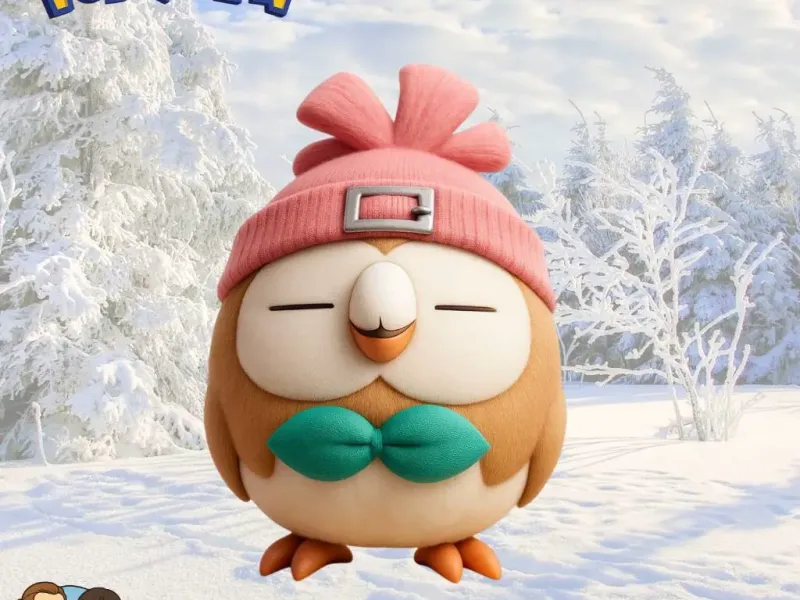 Rowlet gorro de invierno- Pokémon Fan Art