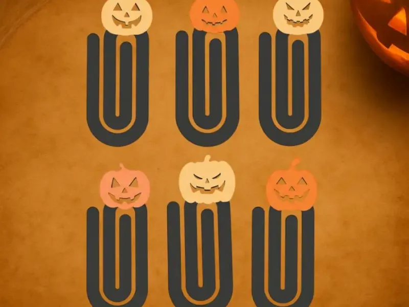 HALLOWEEN GIANT paperclips jack-o-lantern pumpkin set