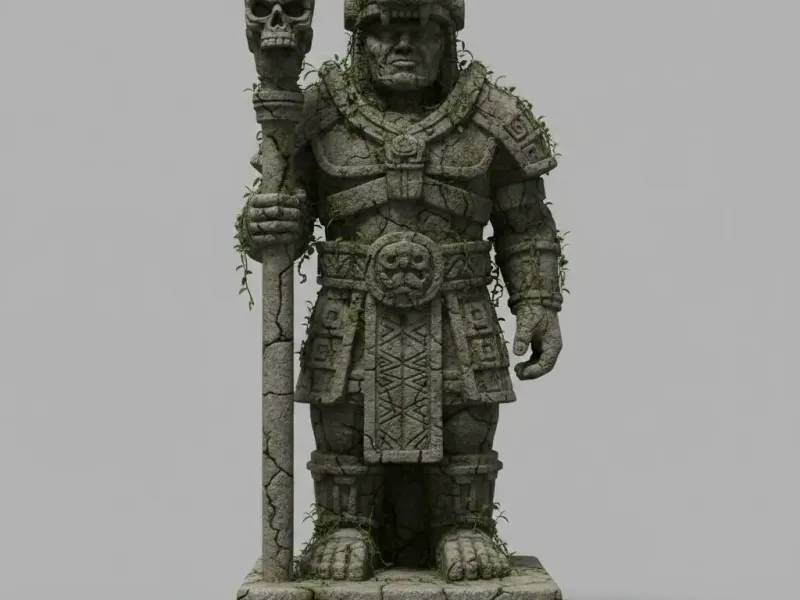 Jungle Stone Warden – Ancient Guardian Statue Diorama