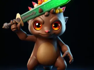 Chibi Monster Fantasy Sword