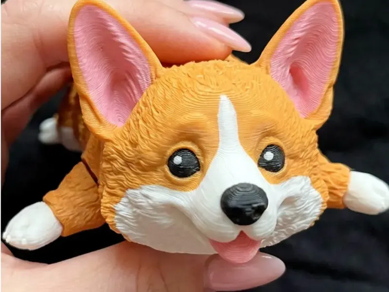 Corgi Flexi Articulado | Brinquedo Anti-Stress de Cachorrinho | Cão Multicolorido