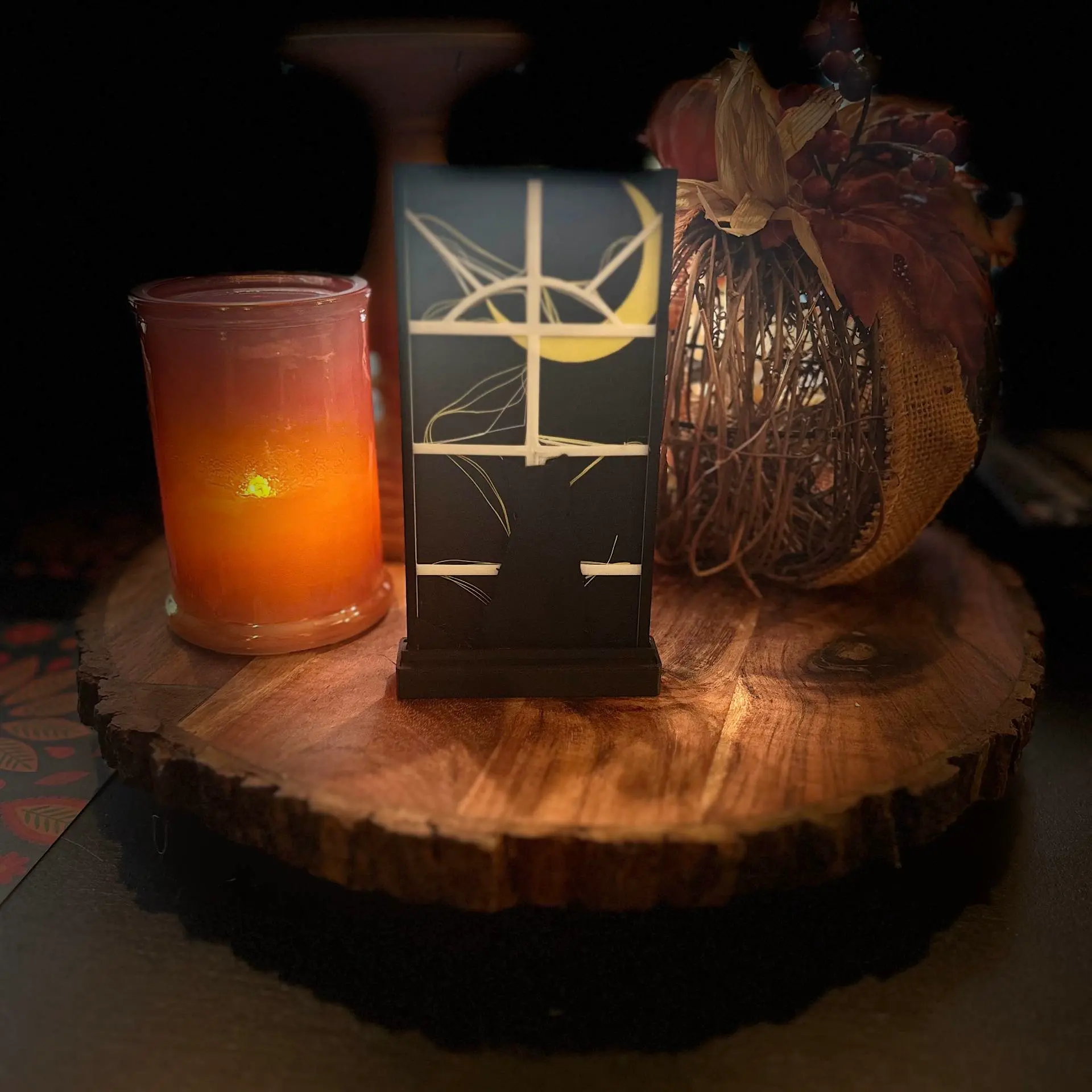 Cat in the Moonlight Window – Cozy Fall Display Print