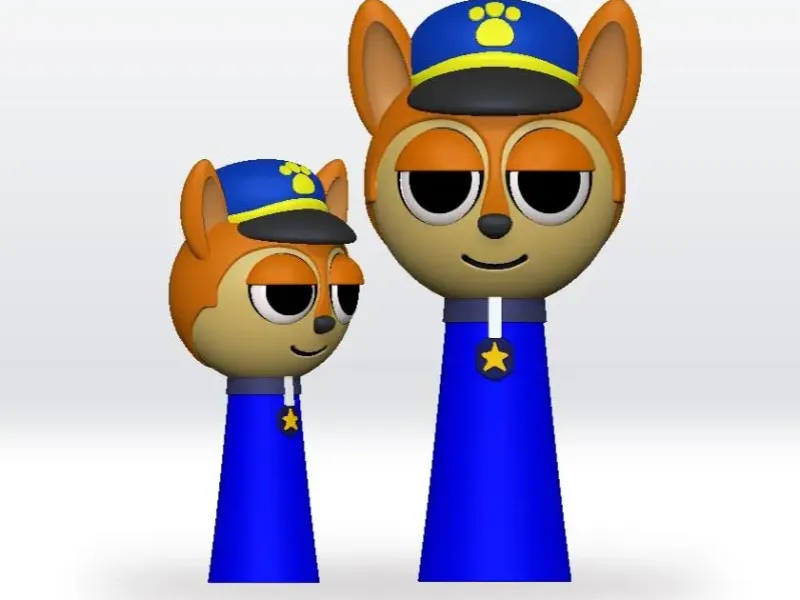 Sprunki Paw Patrol Chase STL file 3D Model Character Fanart