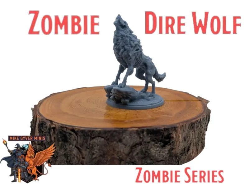 DnD TTRPG Zombie Dire Wolf Miniatuur