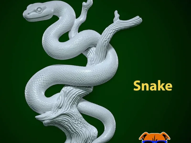 Snake statue - Tree snake hunting - 3D print