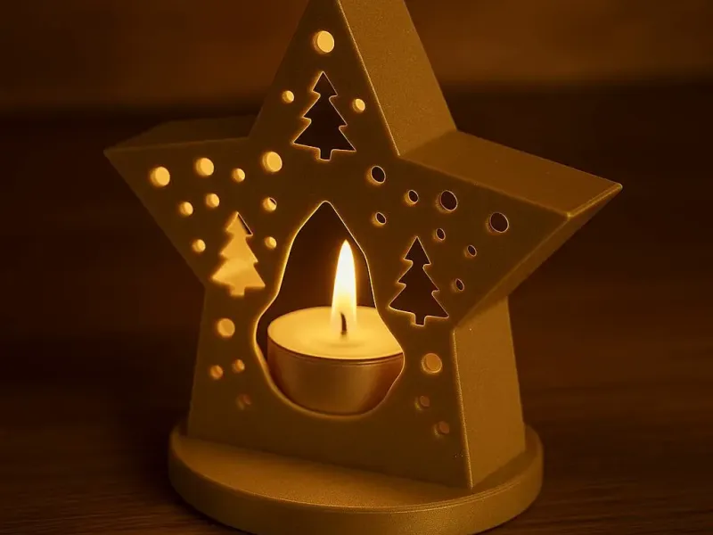 Star Christmas Candle Holder – 3D Printed Holiday Decoration