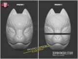 Japanese Kitsune Fox Mask - Oni Samurai Halloween Cosplay-4