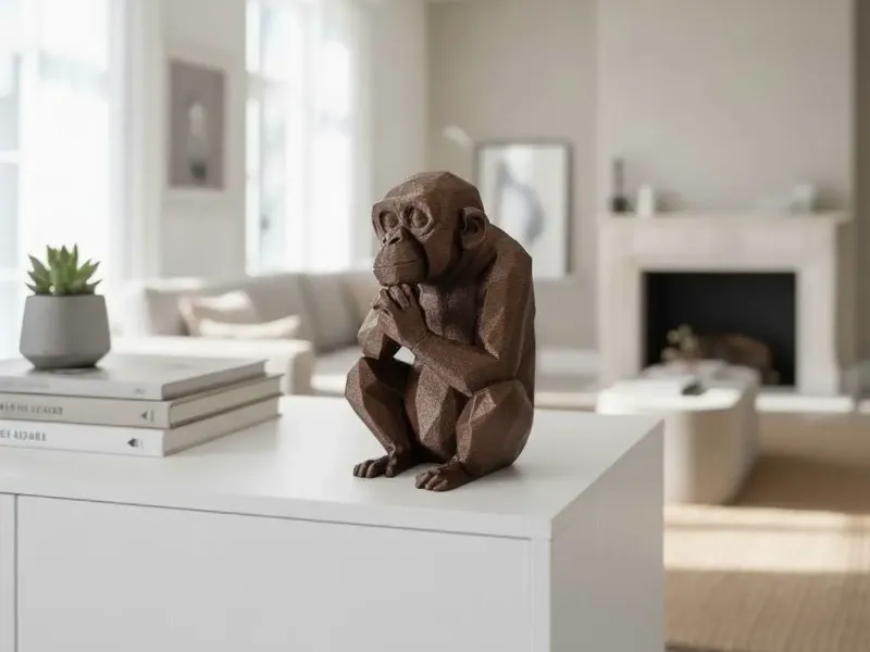 Scultura geometrica di scimmia - Figura low poly