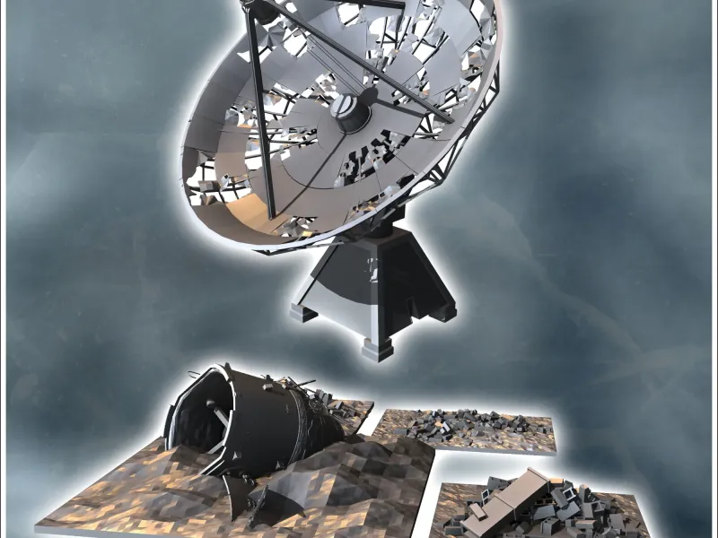 Ruined giant satellite dish set with reactor casing (4) - mi