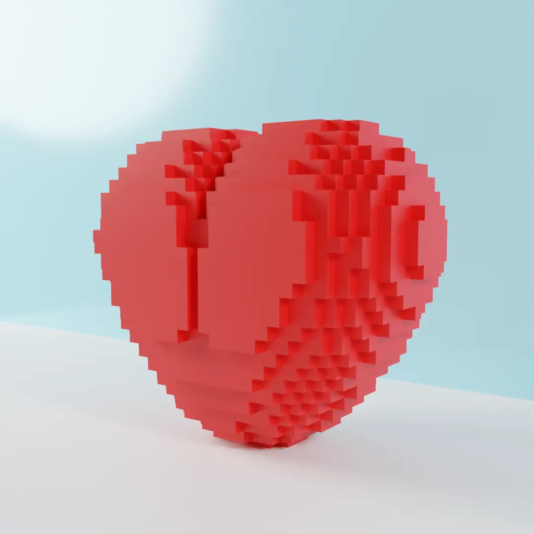 corazón de 8 bits 3D