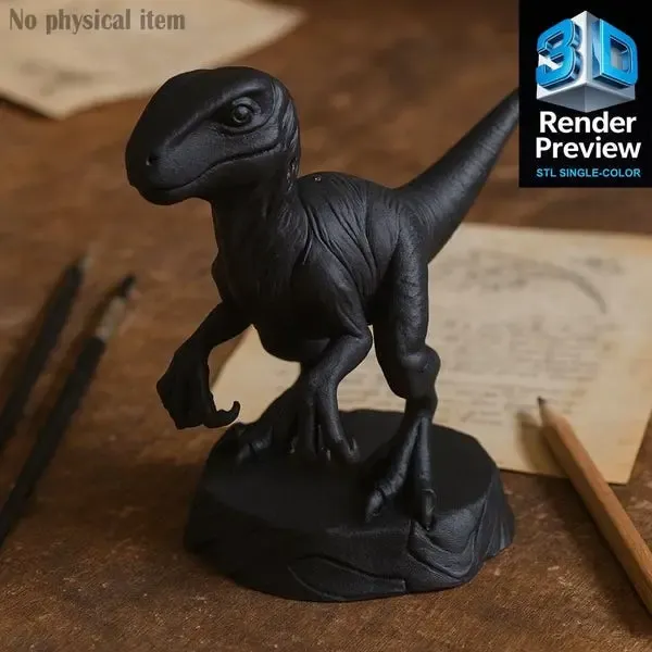 Velociraptor Dinosaur Statue STL 3D Print Model