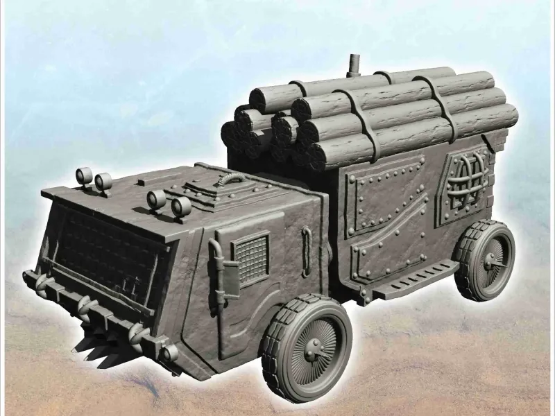 Sci-Fi-Geländewagen für den Holztransport mit vier Rädern