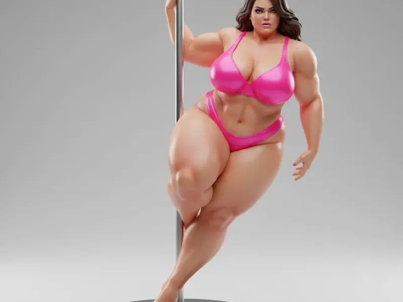 Pink Powerhouse – Athletic Curvy Pole Dancer Figurine