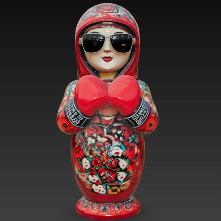 Slavic matryoshka doll with gloves